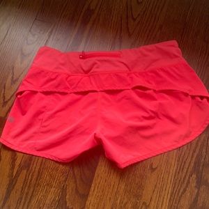 coral speed up lulu lemon running shorts